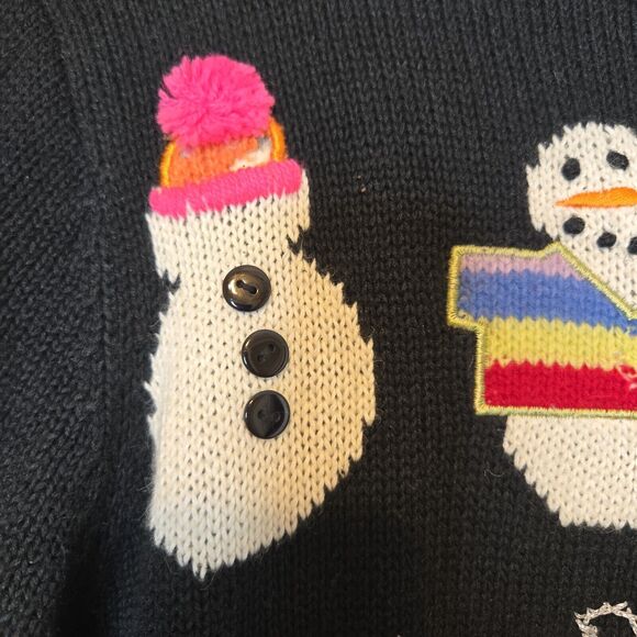 Susan Bristol Womens Cardigan Size Small Vintage Hand Embroidered Winter Snowman - Picture 12 of 15
